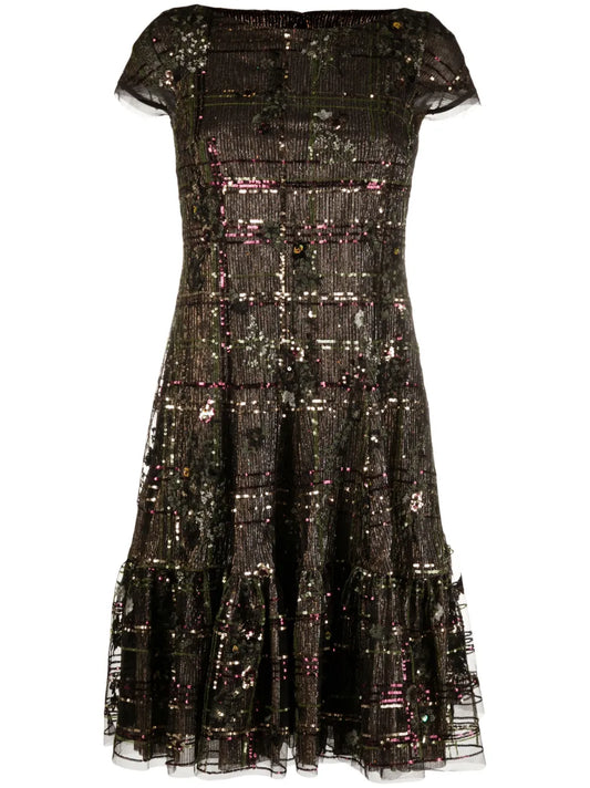 Sequin-Embellished Metallic Dress