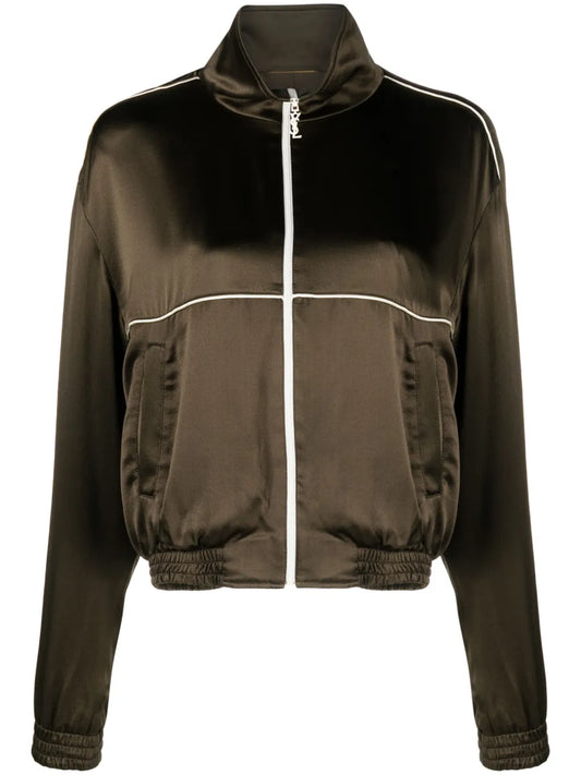 High-Neck Silk Track Jacket