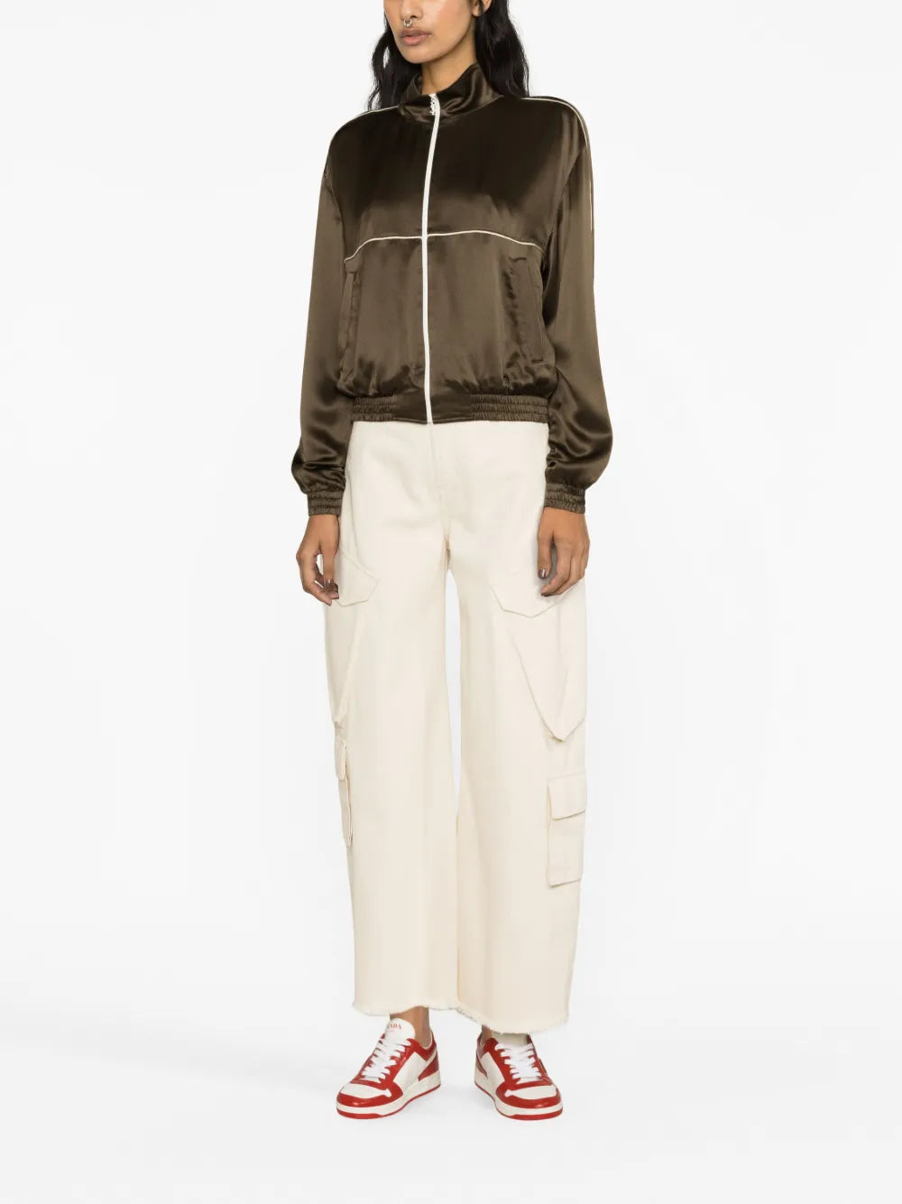 High-Neck Silk Track Jacket