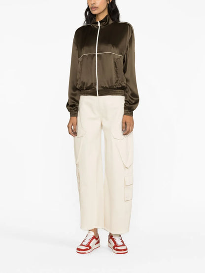 High-Neck Silk Track Jacket