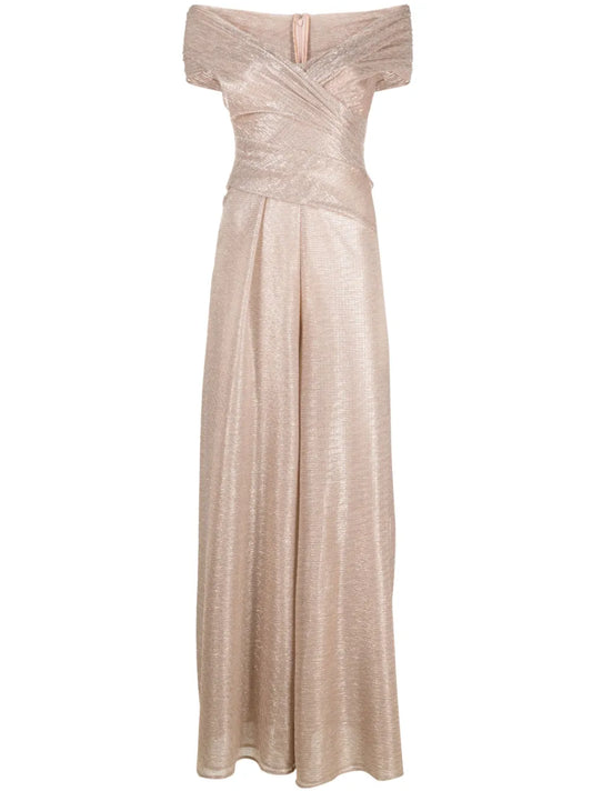 Metallic-Voile Wide-Leg Jumpsuit