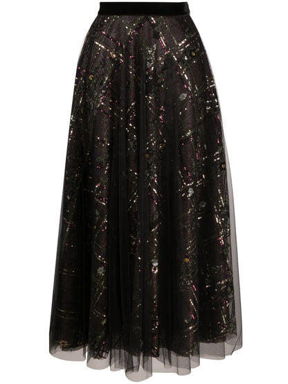 Sequin-Embellished Tulle Skirt