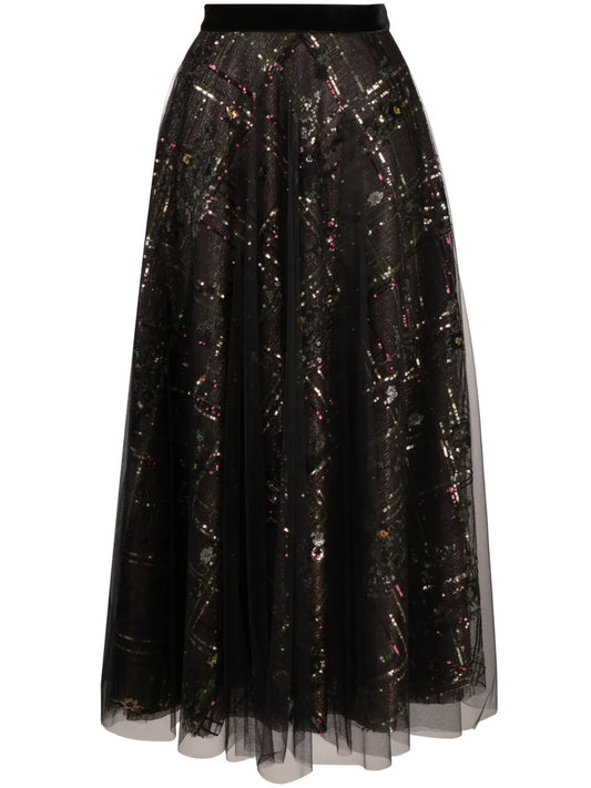 Sequin-Embellished Tulle Skirt