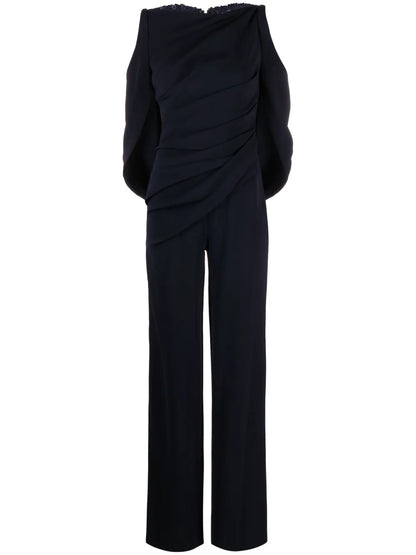 Cold-Shoulder Lace-Panel Jumpsuit