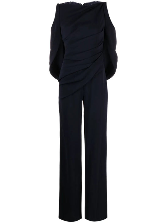 Cold-Shoulder Lace-Panel Jumpsuit