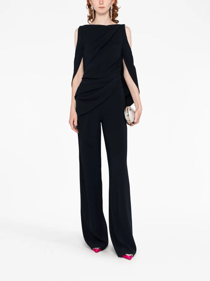 Cold-Shoulder Lace-Panel Jumpsuit