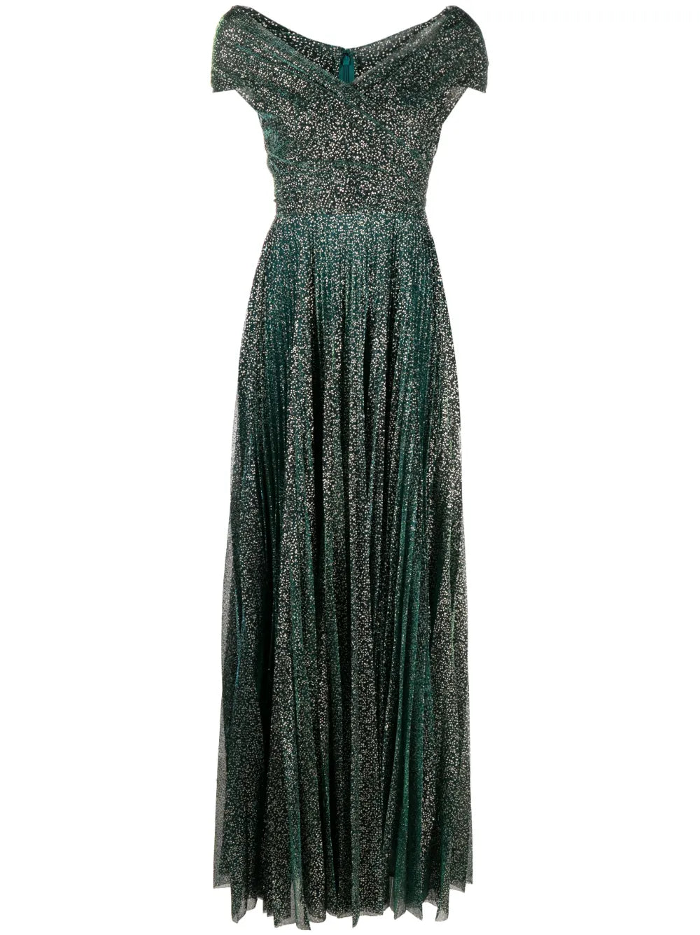 Beaded Off-Shoulder Voile Gown