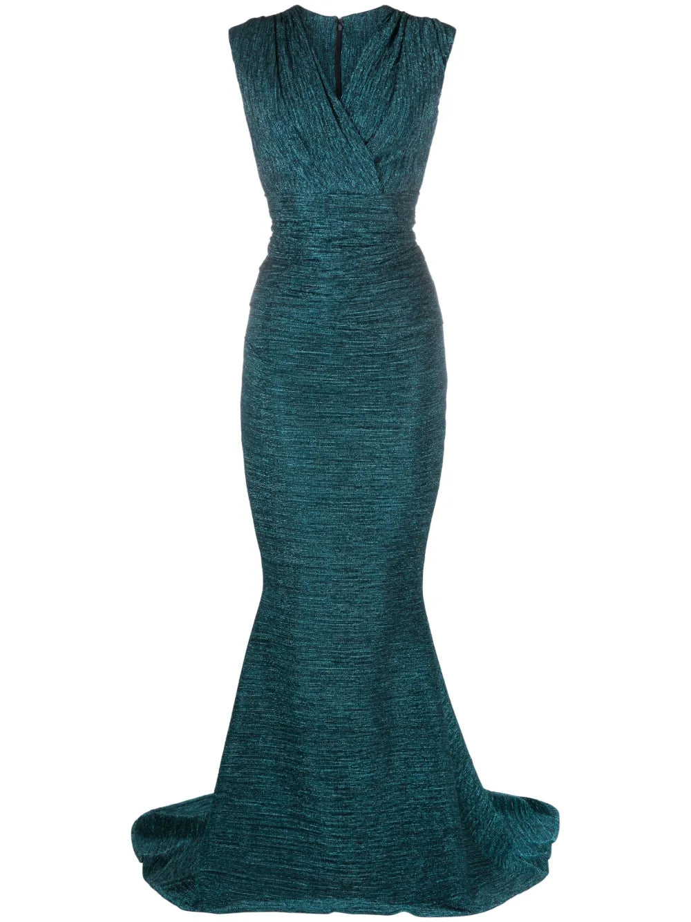 Glitter-Detail V-Neck Gown Dress