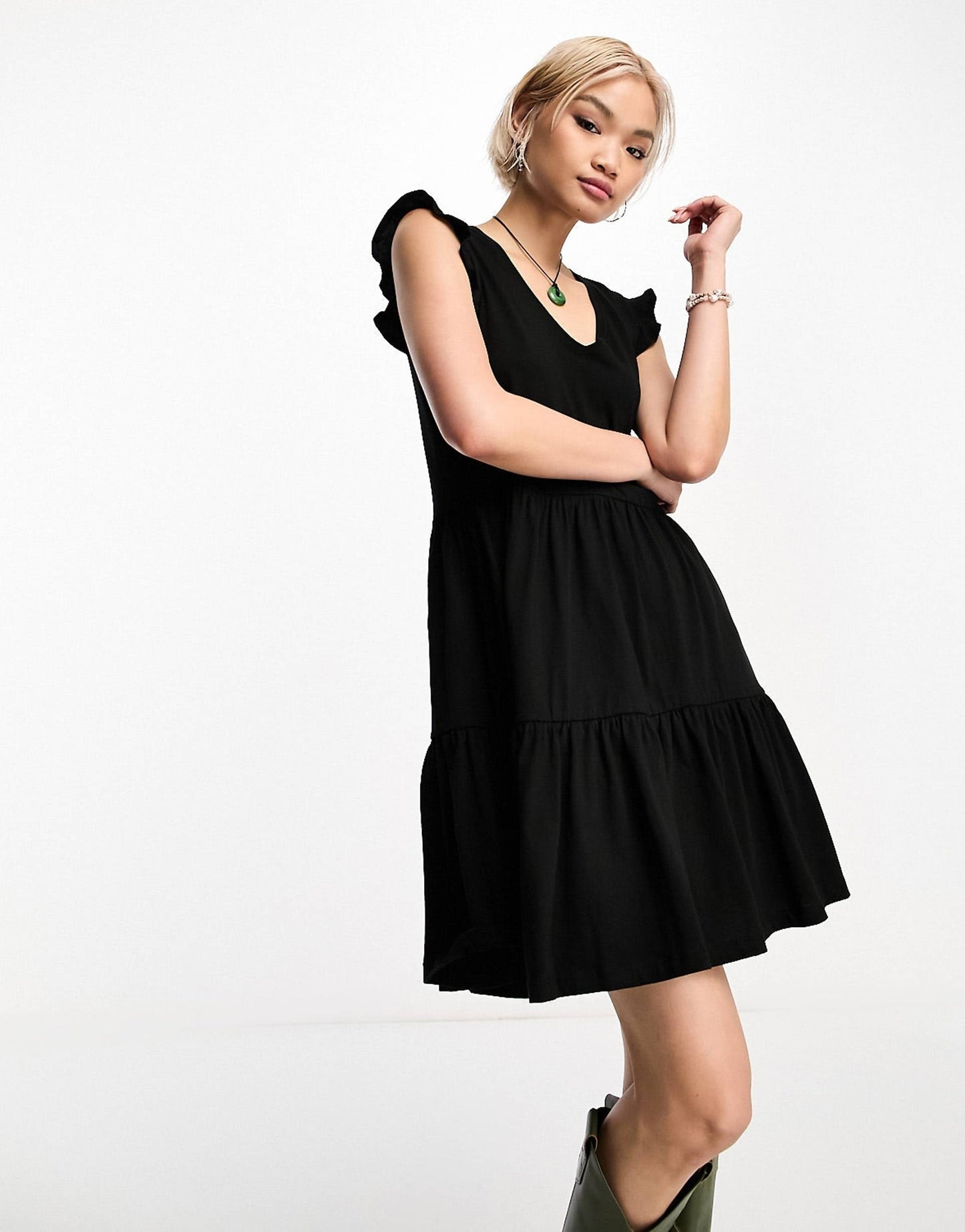 Tiered Frill Sleeve Mini Dress