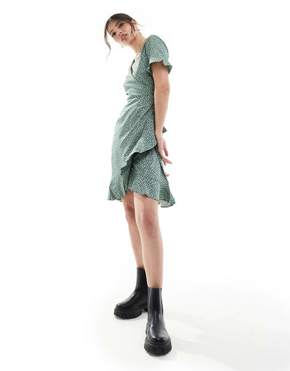 Frill Wrap Mini Dress