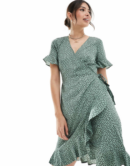 Frill Wrap Mini Dress