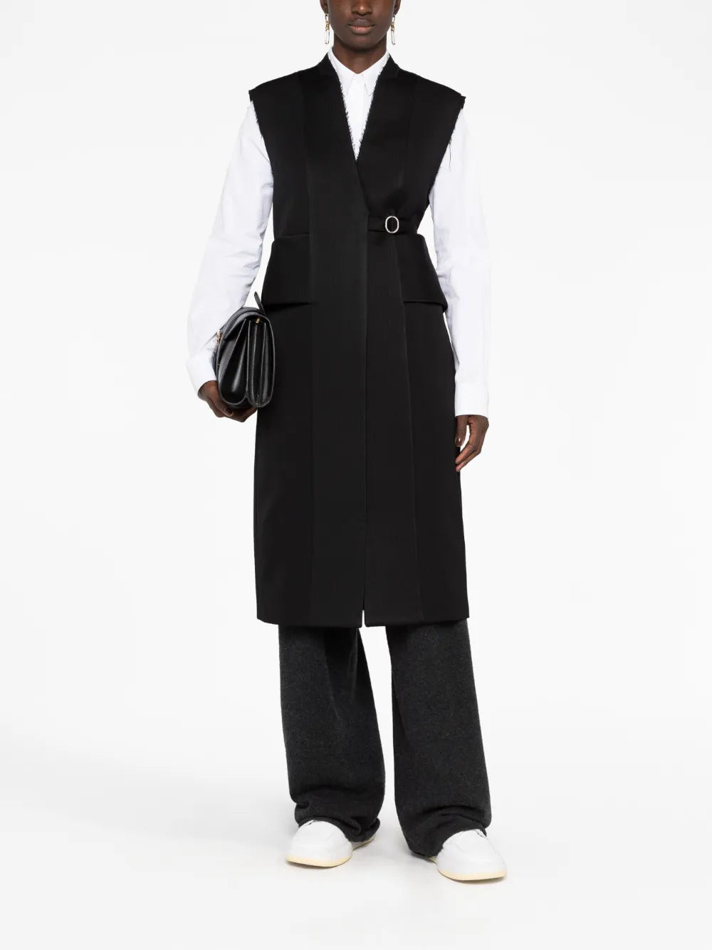 Knee-Length Belted Vest