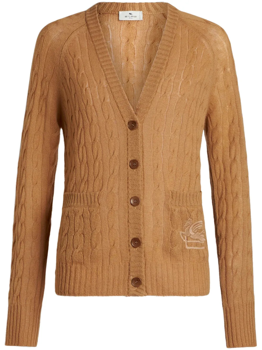 Pegaso-Motif Cable-Knit Cardigan