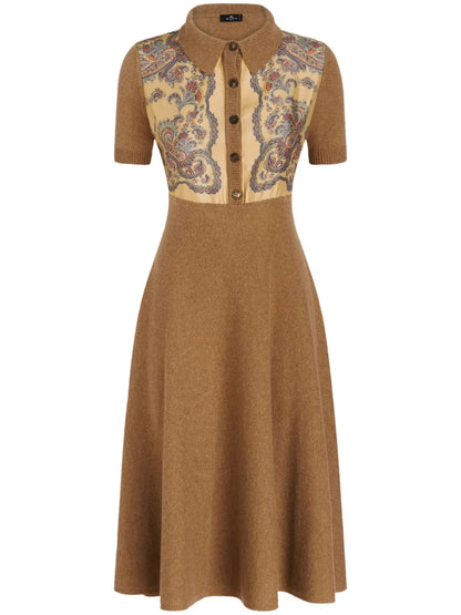 Paisley-Print Knitted Dress