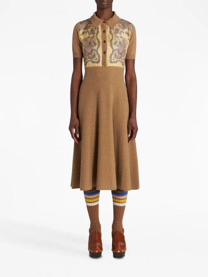 Paisley-Print Knitted Dress