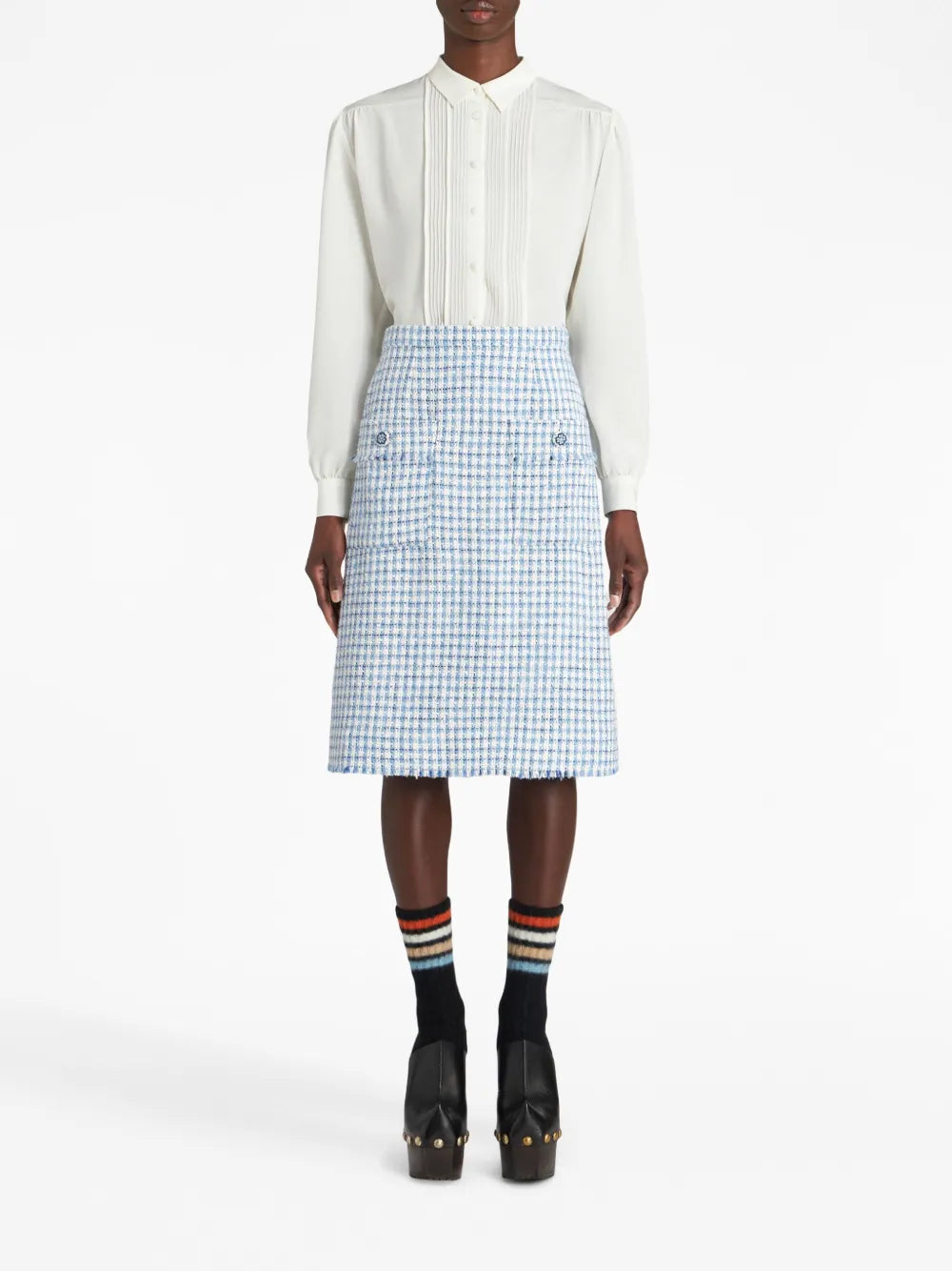 Tweed Sheath Midi Skirt