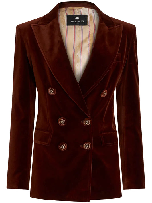 Double-Breasted Velvet Blazer