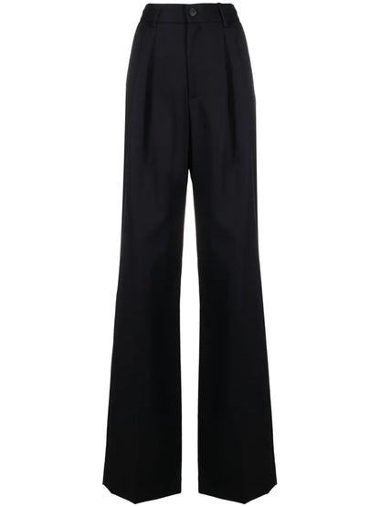 Pleat-Detail Wide-Leg Trousers