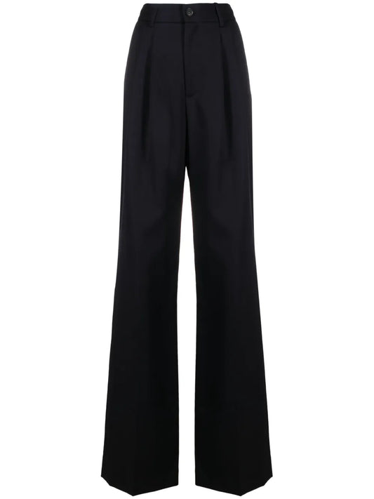 Pleat-Detail Wide-Leg Trousers