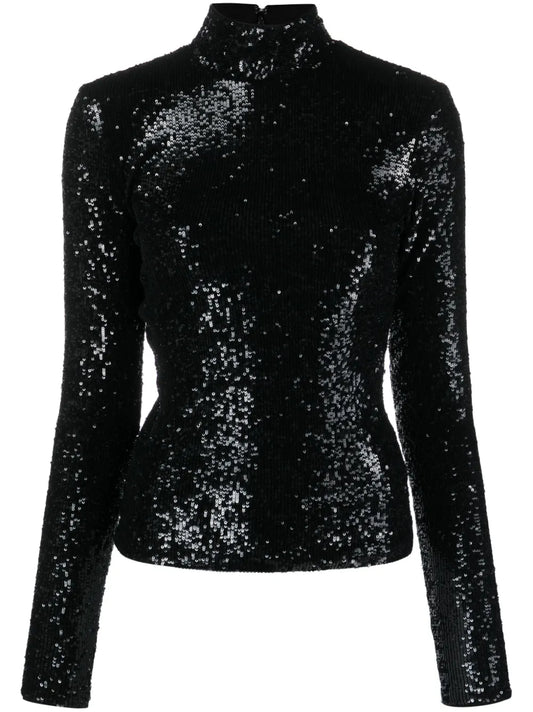 High-Neck Sequined Top