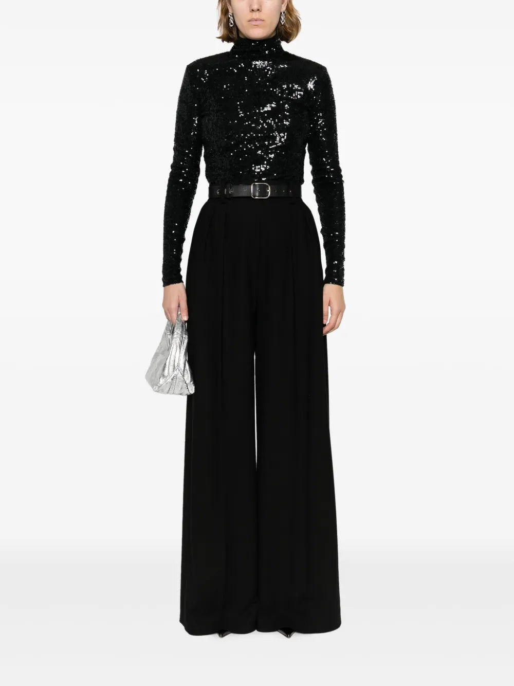 High-Neck Sequined Top