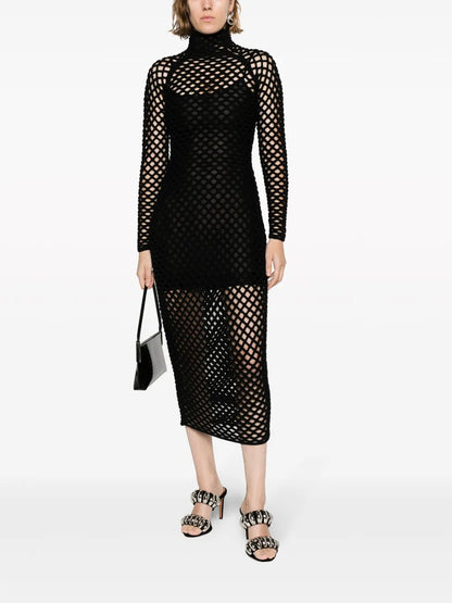 Cage Open-Knit Midi Dress