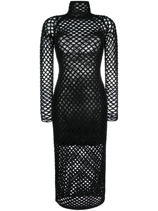Cage Open-Knit Midi Dress