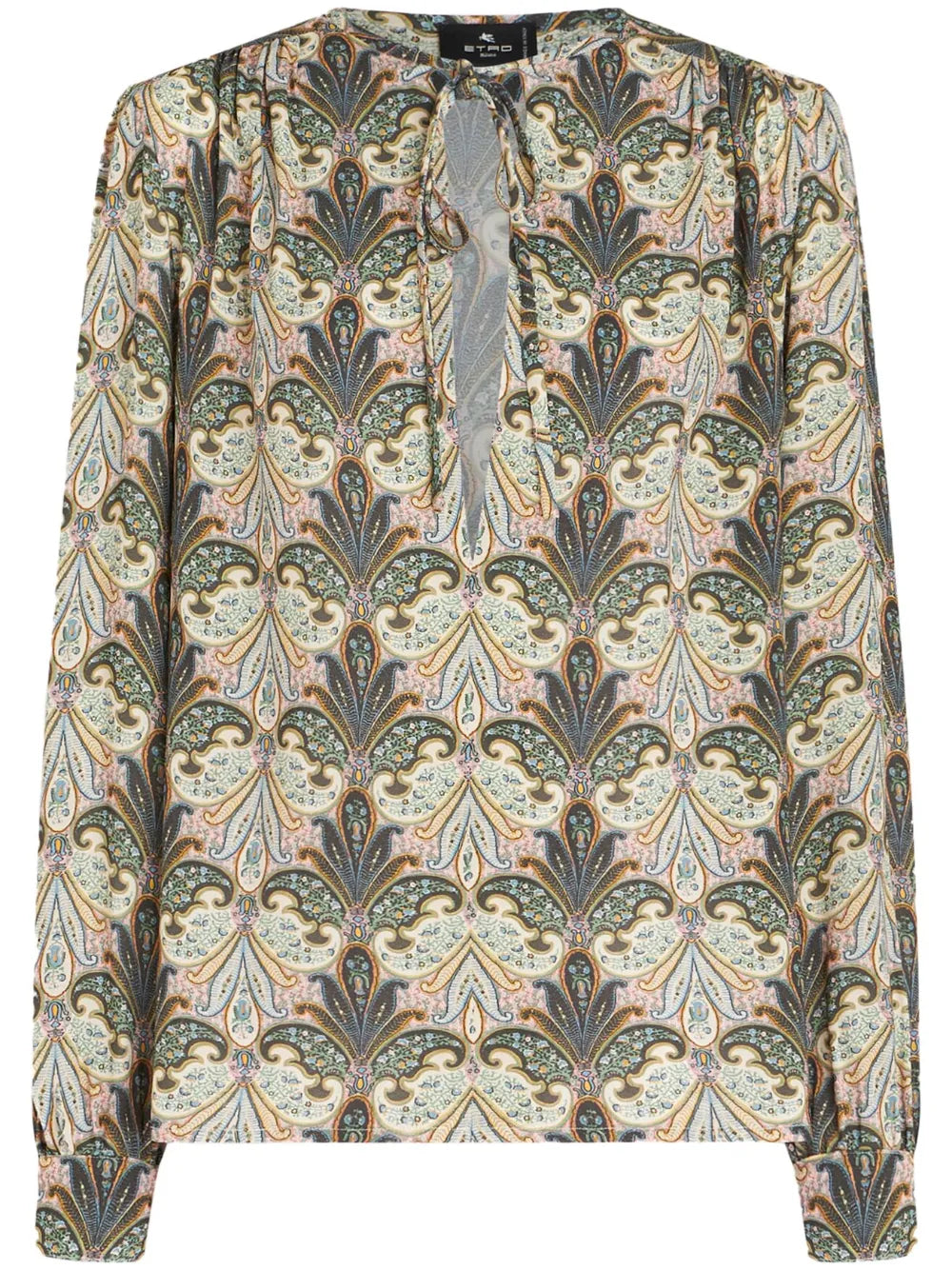 Paisley-Print Front-Tie Blouse