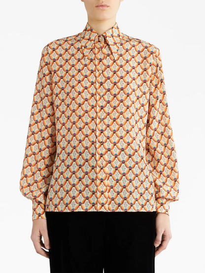 Floral-Print Silk Shirt