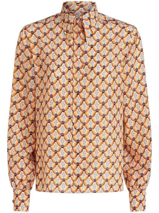 Floral-Print Silk Shirt