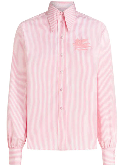 Logo-Embroidered Striped Cotton Shirt