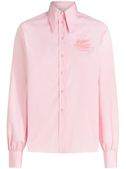 Logo-Embroidered Striped Cotton Shirt