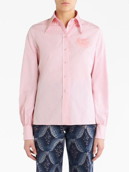 Logo-Embroidered Striped Cotton Shirt
