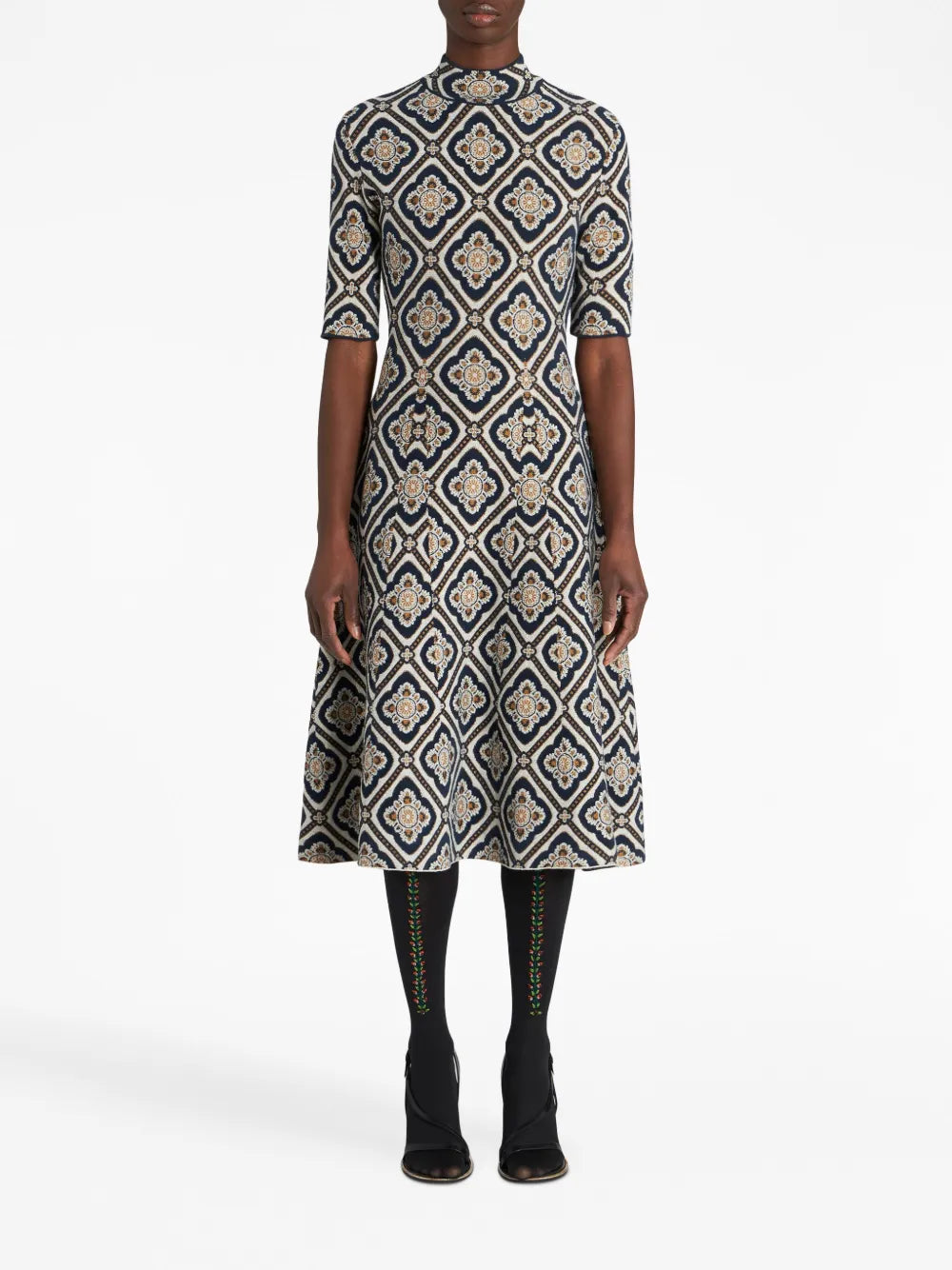 Geometric-Print Midi Dress