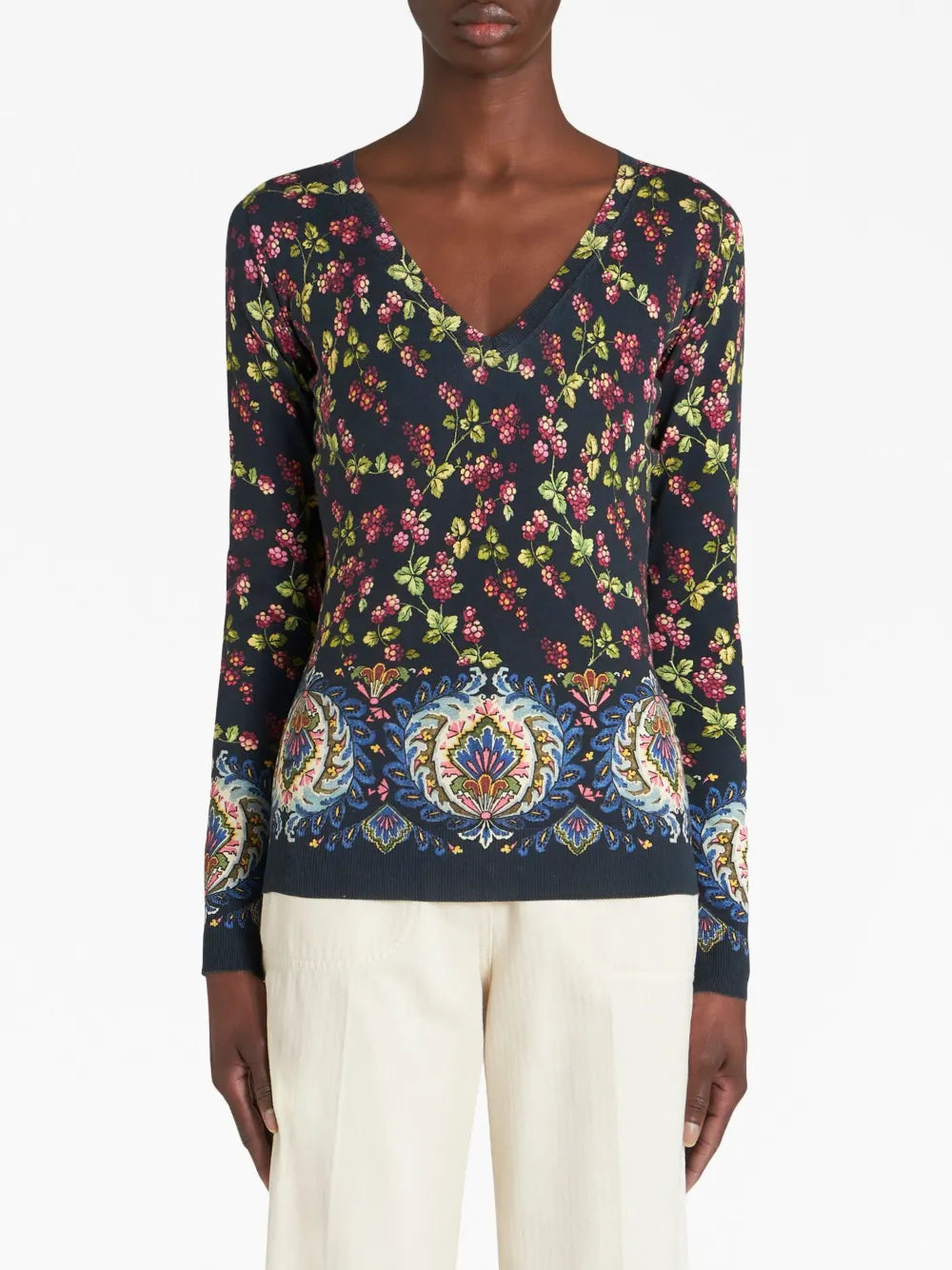 Floral-Print Knitted Top