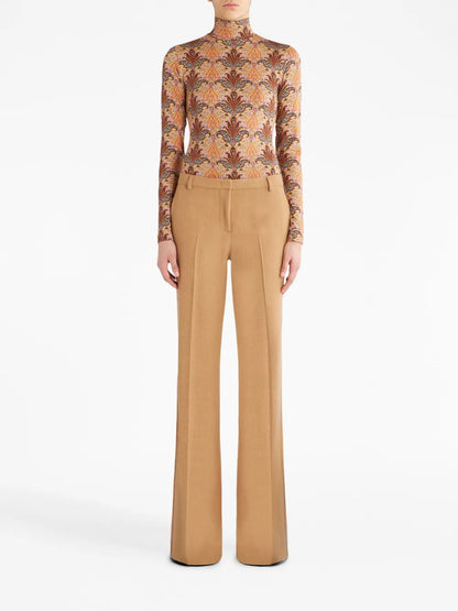 Pressed-Crease Flared Trousers