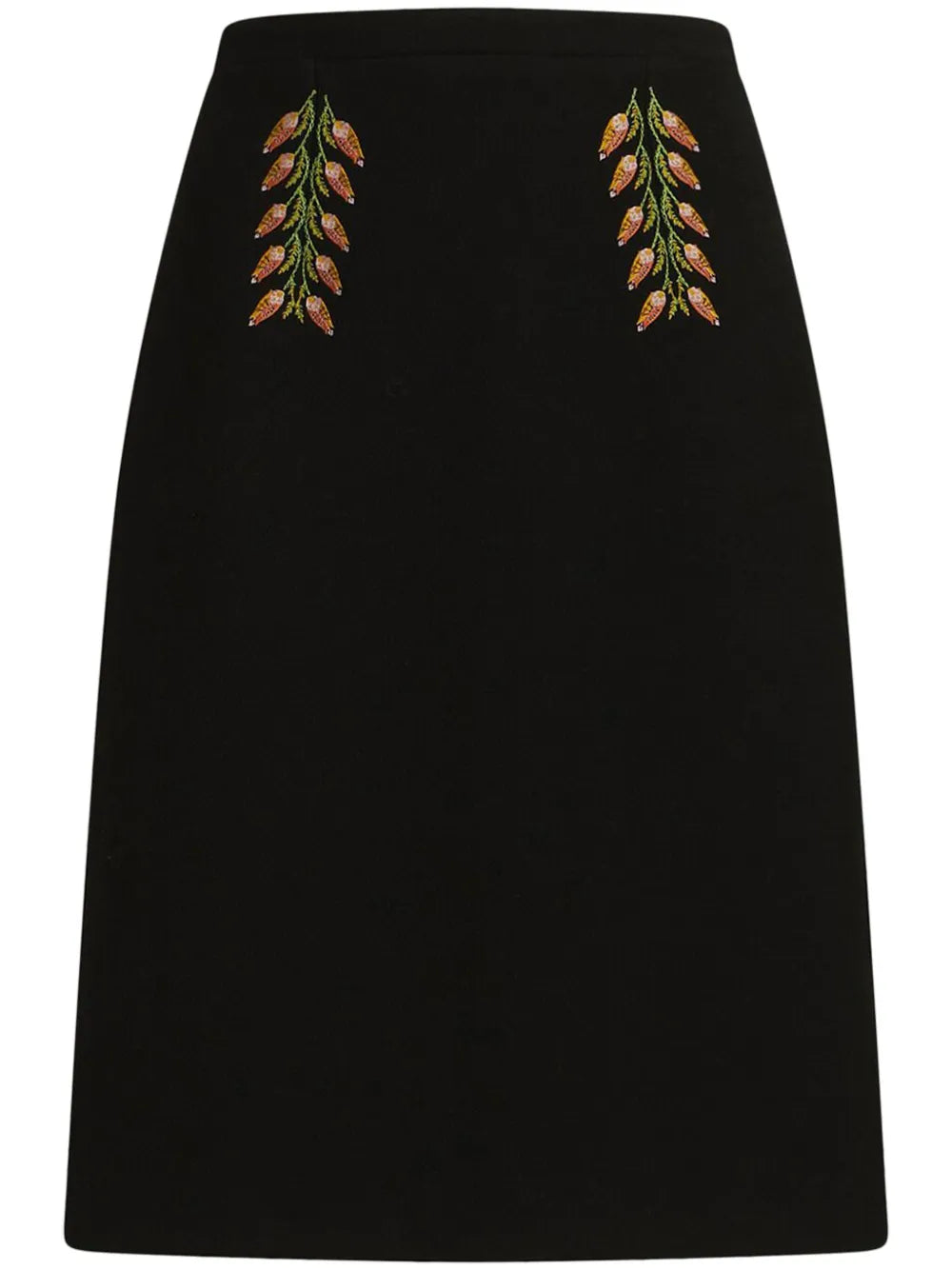 Floral-Embroidery Pencil Skirt