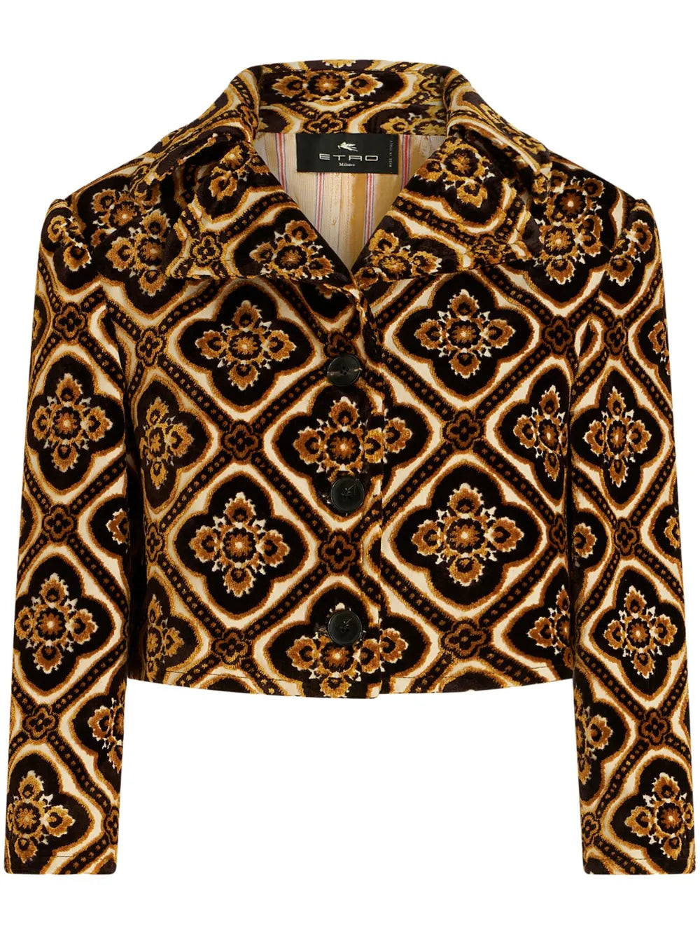 Geometric-Print Cropped Jacket