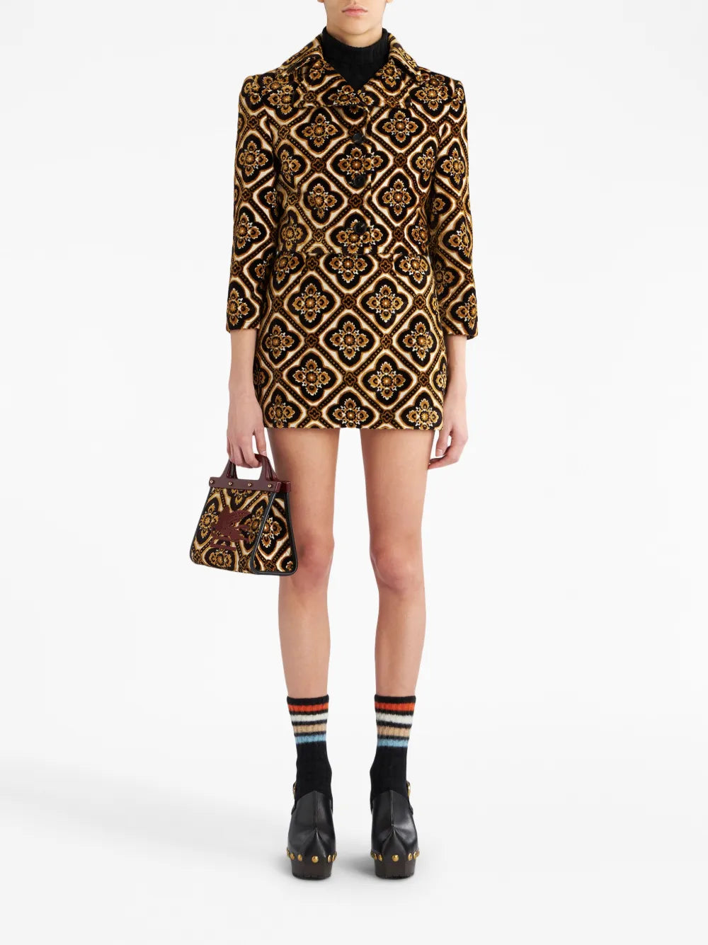 Geometric-Print Cropped Jacket