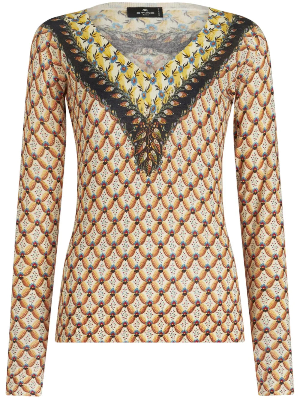 Floral-Print Knitted Top