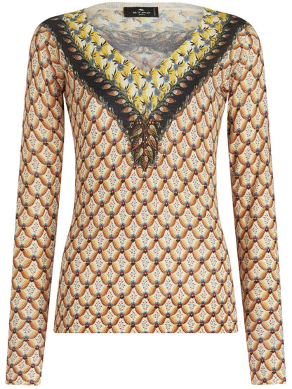 Floral-Print Knitted Top