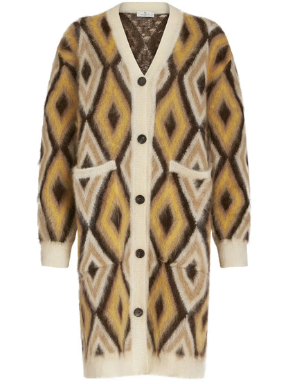 Diamond-Print Brushed-Effect Cardi-Coat