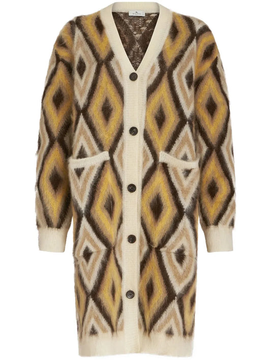 Diamond-Print Brushed-Effect Cardi-Coat