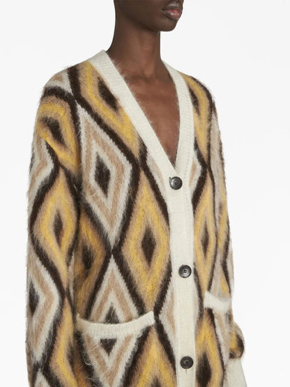 Diamond-Print Brushed-Effect Cardi-Coat