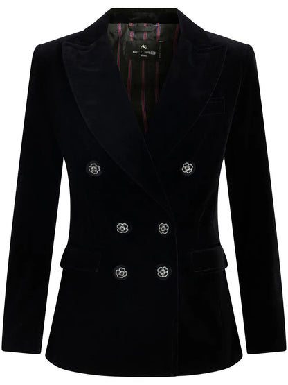 Double-Breasted Velvet Blazer