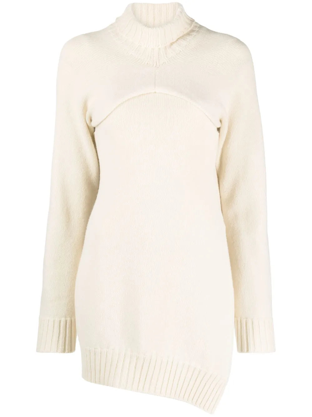 Detachable-Panel Ribbed-Knit Jumper