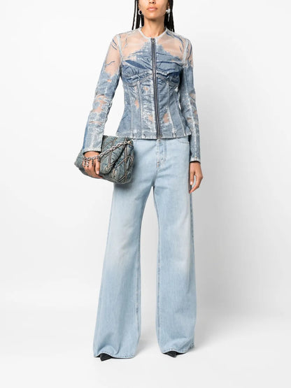 Milly Denim Fitted Jacket