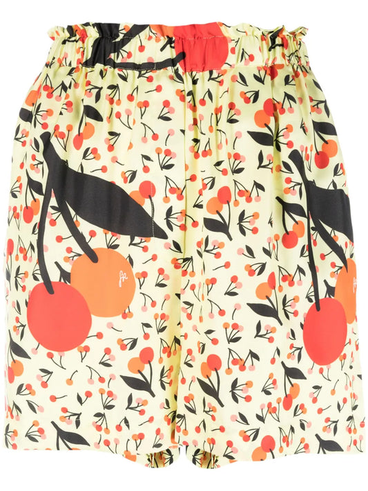 Cherry-Print Twill Shorts