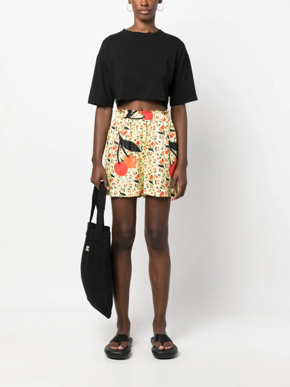 Cherry-Print Twill Shorts