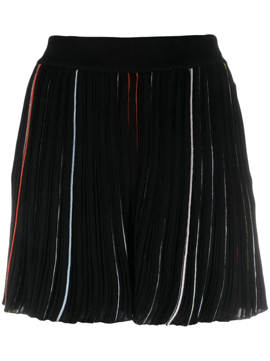 Contrast-Stripe Pleated Shorts
